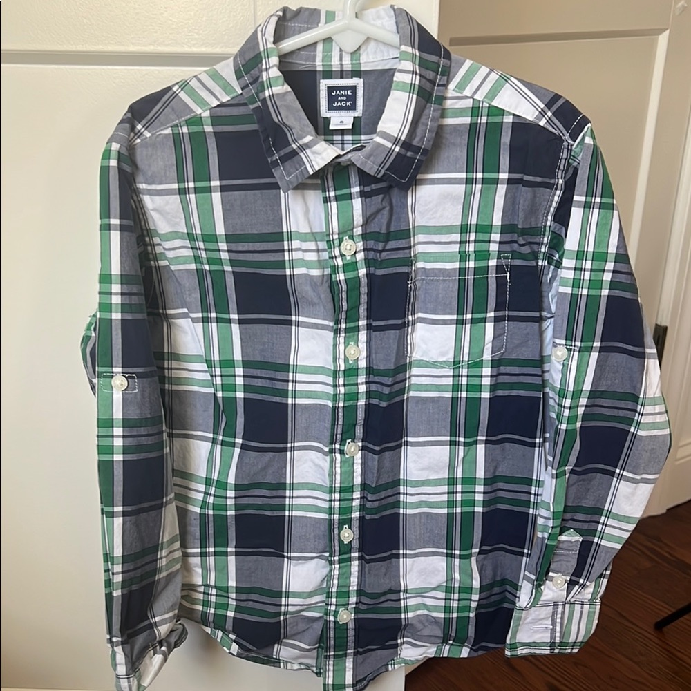 Janie and Jack Green Plaid Shirt